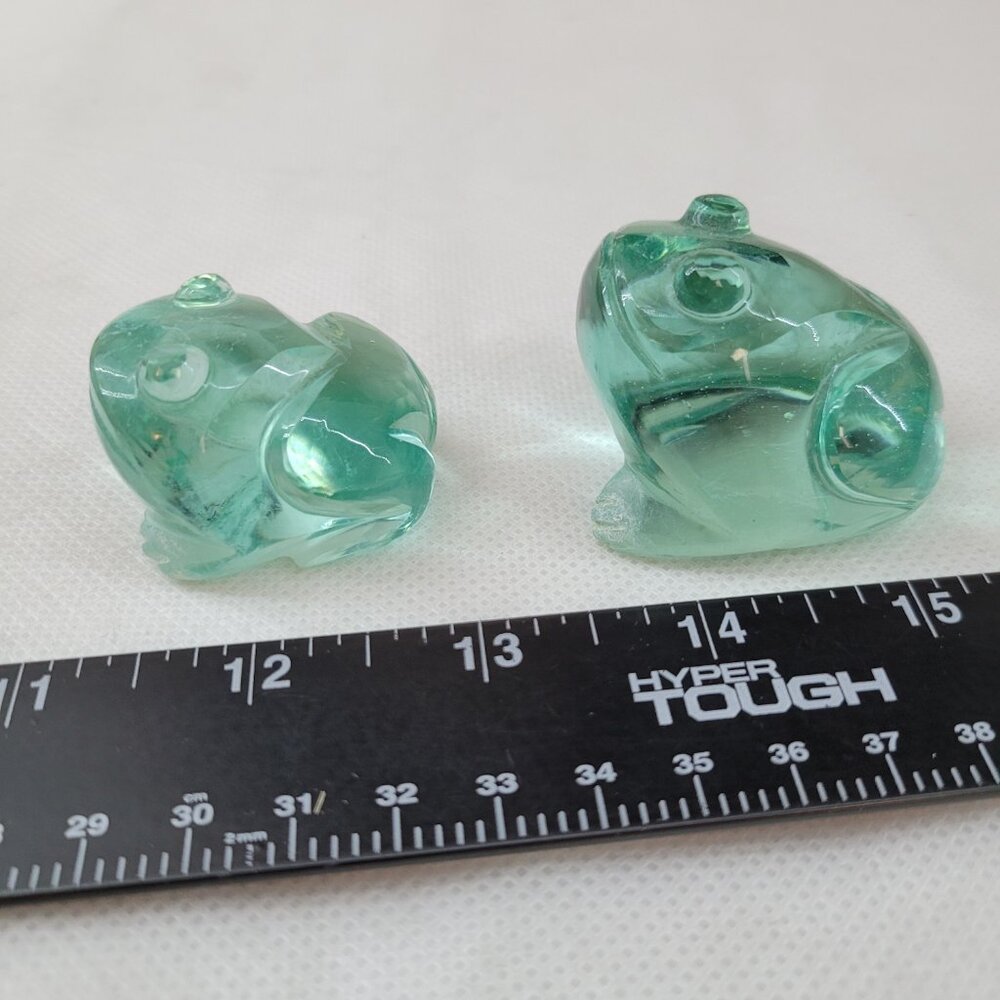 Art Glass Frog Pair - Paperweights or Decor Aqua Blue-Green - Picture 13 of 13
